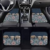 Suobstales Boho Elephant Mandala Print Car Floor Mat, 4 Piece Non Slip Soft Vehicles Floor Carpet Universal Fit for Trucks SUV Sedan Van