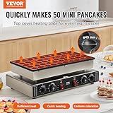 VEVOR 110V Mini Dutch Pancake Baker, 50PCS 1700W Commercial Electric Nonstick Waffle Maker Machine, 1.8 Inches Pancake Maker with 2 Thermostats & 2 Timers Separate Control, for Home and Restaurants