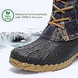 STQ Womens Winter Duck Boots Fashion Side Zipper Snow Boots Waterproof Ankle Booties Navy Plaid, 8 US