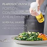 FLAIROSOL OLIVIA. The Original Advanced Oil Sprayer for Cooking, Kitchen, Salads, BBQs, Continuous Spray with Portion Control, 130ml Glass Olive Oil Sprayer(White Print)