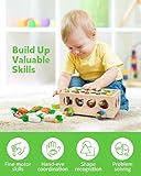 Coogam Montessori Fine Motor Toys for Baby Toddler, Wooden Shape Sorter Carrot Harvest Game, Preschool Learning Educational Gift Toy for 3 4 5 Year Old