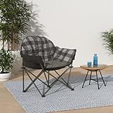 Guide Gear Club Camping Chair, Oversized, Portable, Folding with Padded Seats, 500-lb. Capacity Gray Plaid