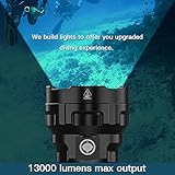 Wurkkos DL70 Dive Light Scuba Diving - 13000lm Super Bright Dive Flashlight 150m IPX8 Waterproof Torch LED Submarine Flashlight - Underwater Flashlight for Diving 4 Mode for Underwater Activity