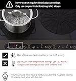 Lazy K Induction Cooktop Mat - Silicone Fiberglass Scratch Protector - for Magnetic Stove - Non Slip Pads to Prevent Pots from Sliding During Cooking_ Black (7.8inches)