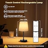 Wowag Small Cordless Table Lamp,5000mAh Rechargeable Battery Operated Desk Lamp,3Colors & 7 RGB Stepless Dimmable, Portable Touch Fabric Shade LED Night Light for Patio Restaurant Home(Flaxen)