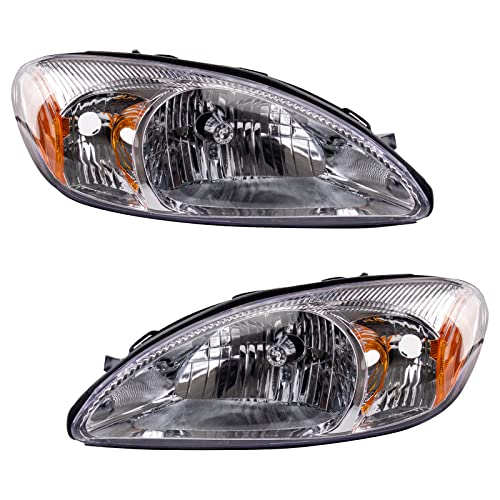 TRQ Headlight Assembly Set Headlights Driver & Passenger Side Halogen Compatible with 2000-2007 Ford Taurus FO2502169 FO2503169