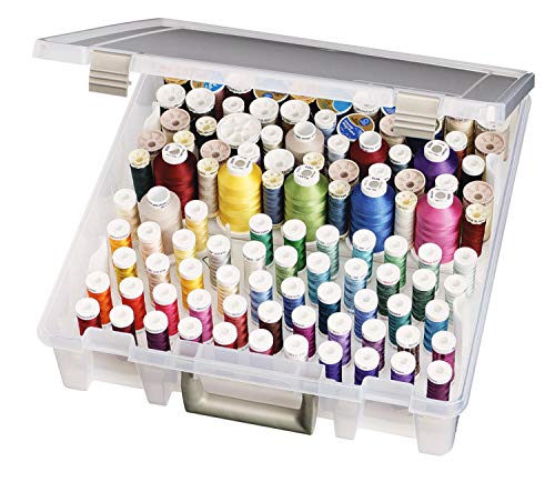 ArtBin Super Satchel Thread Box - Versatile Thread Storage for Sewing, Embroidery, and Quilting - 108 Pegs, Portable Design, Compatible with ArtBin Accessories - Made in USA, Transparent and Compact