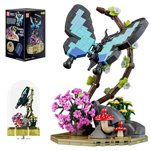 Mould King Butterfly Insect Building Block Set, Creative Flower Bug Kits Toys with Music Display Box, Collection DIY Office Home Decor for Adutls Kids Girls 8+, 10103