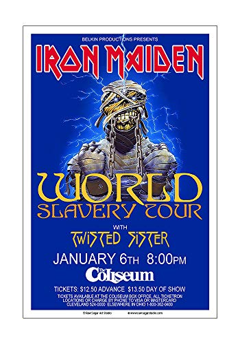 Raw Sugar Art Studio Iron Maiden 1985 Cleveland Concert Poster