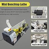 Yokoma Metal Lathe Benchtop Mini Metal Lathe Machine Horizontal Precision Lathe Electronic Gearless Auto Change of Metric and Inch Thread Bench Lathe 1100W Brushless Motor 110V