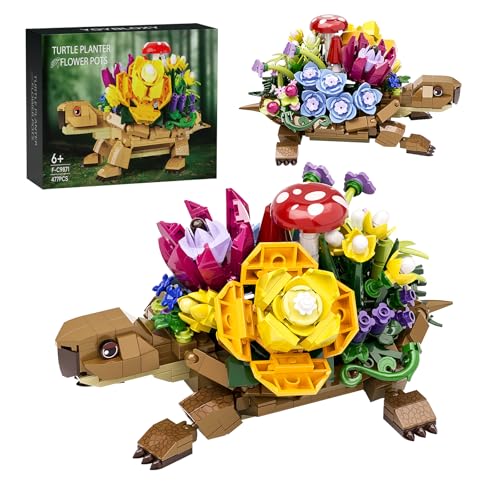 Sea Turtle Succulent Planter Building Set, Compatible with Lego Turtle Flowers Pot Building Kit, Animals Botanical Collection Blocks Toys, for 6+ Girls, Women, Home Plants Decor, Gifts