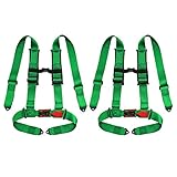 2 X Universal H-Style Racing Seat Belt Green 3" STRAPS 4-Point Harness pair