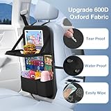 Car Backseat Organizer with Table Tray, 9 Storage Pockets Backseat Car Organizer with Tablet Holder, Kick Mats Back seat Organizer seat protector for Kids Adult Road Trip Essentials Travel (2Pack)