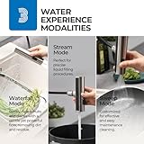 WEWE Waterfall Kitchen Faucet with Pull Down Sprayer, 3 Modes(Sweep/Stream/Waterfall) Rotary Switch Mode Stainless Steel Kitchen Sink Faucet Single Lever Handle Brushed Nickel Sink Fuacet