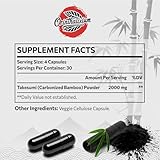 Orinthalixium Takesumi Activated Charcoal 2000mg – Activated Charcoal from Bamboo for Max Absorption, Detox & Gut, 120 Vegan Capsules