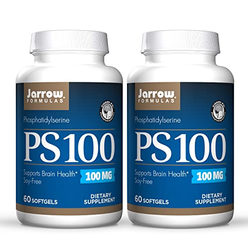 Jarrow Formulas PS 100 - 60 Softgels, Pack of 2 - 100 mg Phosphatidylserine (PS) - Supports Brain Health - Soy Free - Up to 120 Total Servings