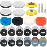 133 PCS Sanding Disc Drill Polishing Kit Sanding Attachment, 3 Inch Wet Dry Headlight Restoration Kit, Hook and Loop Sandpaper Buffing Pads with Rotary Tools for Car Wood Metal Glass Resin Expoxy