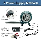 Dual BBQ blower Charcoal Chimney Starter BBQ Fan, Smoker Fan,Electric Blower Starter for Charcoal,AC & DC Power cord Included