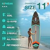 Niphean (Extra Large) Inflatable Paddle Board, SUP for 2+1 People/Family, Stand Up Paddle Board with (Beginner Friendly) Balanced Wing, Waterproof Phone Pouch, Paddle Boards for Adults, Gift Ideas