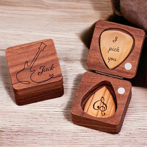 YOJO Custom Guitar Picks, Personalized Guitar Picks Holder, Unique Custom Gift for Him, Friend, Son, Husband, Boyfriend, Coworker, Birthday, Christmas, Retirment Gift (box + 1 pick)