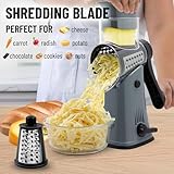 Zulay Kitchen Rotary Cheese Grater 5 Blade Cheese Shredder - Manual Hand Crank Cheese Grater With Reinforced Suction & 5 Interchangeable Drums - Easy to Use, Vegetable Chopper Round Mandoline Slicer