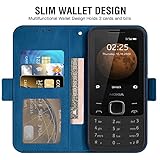 Asuwish Compatible with Nokia 225 4G 2020 Wallet Case and Screen Protector Rugged Wrist Strap Leather Flip Cover Card Holder Stand Cell Accessories Phone Cases for Nokia225 G4 TA-1282 Women Men Blue