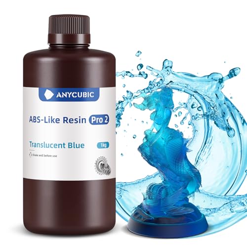 ANYCUBIC ABS-Like Resin Pro 2, Upgraded 8K 3D Printer Resin with Enhanced Strength and Toughness, High Precision, Low Odor, Wide Compatibility for All LCD Resin 3D Printers (Clear Blue, 1kg)