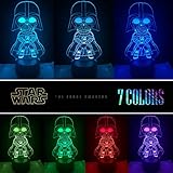 Manco 3 Pattern 3D Illusion Star Wars Night Light for Kids, 16 Color Change Decor Lamp - Star Wars Toys and Gifts Baby Yoda/Darth Vader/Stormtrooper