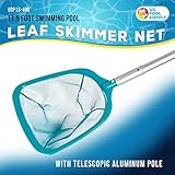 U.S. Pool Supply 11.5 Foot Swimming Pool Leaf Skimmer Net with Telescopic Aluminum Pole, 8 Sections - 6" Deep Ultra Fine Mesh Netting Basket, Remove Finest Debris, Adjustable Length, Clean Spas, Ponds