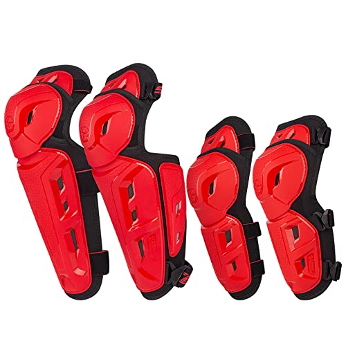 SCOYCO 4pcs Motorcycle Knee Shin Guards Elbow Guard Pads for Men Anti-Slip 2 in 1 Protector Adjustable Powersport Protection Armor Motocross Racing Protective Gear