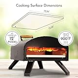 Bertello SimulFIRE Outdoor Pizza Oven Bundle - Wood Fire Portable 12 inch Brick Oven with Gas Burner, Peel, Wood Tray, Cover, & Thermometer - Portable Pizza Maker - As Seen on SHARK TANK