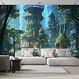 ANALTIRCE Anime Loft 3D Large Photo Wallpaper Wall Mural, Cartoon Building Wall Murals, Mural Wallpaper for Living Room Bedroom TV Background Wall Decor 137"×100"