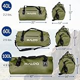 Malo'o Waterproof Dry Bag Duffel 40L/60L/100L, Roll Top Duffel Keeps Gear Dry for Kayaking, Rafting, Boating, Swimming, Camping, Hiking, Beach, Fishing - Internal & External Pockets and Molle Loops