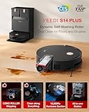 Yeedi S14 Plus Robot Vacuum and Mop with OZMO Roller Mopping System, 18000Pa Suction, ZeroTangle 2.0 and TruEdge 3D Sensor, All-in-one Station with Auto Hot Water Washing & Self-Drying, Black