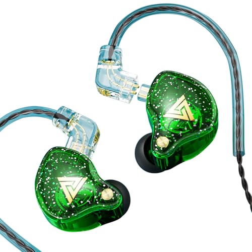 KASOTT QKZ AK6 PRO in Ear Headphones IEM Earphones, KZ Wired in Ear Monitor, HiFi Gaming Earbuds, 3.5mm L Type Gold Plated pin Detachable Cable (Green)