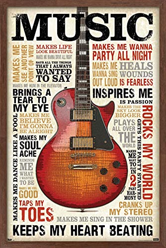 Trends International Music Inspires Me Wall Poster, 22.375" x 34", Mahogany Framed Version