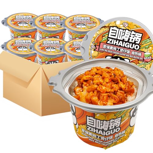 ZIHAIGUO Self-Heating Hot Pot, Ready-to-Eat Instant Meal (PACK OF 6, Hot pot preparation -vegan chicken flavor)