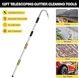 SISUPASSIE Gutter Cleaning Tools, 20FT Reach Telescopic Gutter Cleaning Tools from Ground, Rain Gutter Cleaners Tool with Quick Connect Adapter and Heavy Duty Gutter Wand