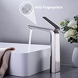 TOCALOCA Tall Bathroom Faucet for Vessel Sink, Premium Brass Mixer Tap Brushed Nickel Bathroom Basin Faucet Single Handle Vanity Faucet 1 Hole, Modern Commercial Vessel Faucet Anti-Fingerprints