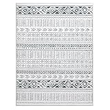 MABOZOO Modern Area Rug, 10' x 14' Stain Resistant Bohemian Living Room Rug, Soft Faux Wool Geometric Area Rug Boho Carpet for Bedroom, Living Room, Kitchen, Dining Room(Black)