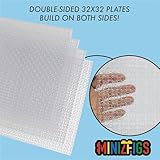 Minizfigs Classic 32 x 32 (10" x 10") 2-Sided Building Brick Plate - Pack of 4 Multipack for Lego Toy Bricks, Classroom, Display Table - Compatible with All Major Brands (Transparent Clear)