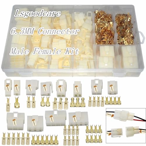 Lsgoodcare 472Pcs 6.3MM 1 2 3 4 6 8Pin Automotive Electrical Wire Connector Male Female Socket Plug and Pin Header Crimp Wire Terminals Box Kit for Motorcycle Car Bike Boats