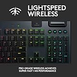 Logitech G915 LIGHTSPEED RGB Mechanical Gaming Keyboard, Low Profile GL Clicky Key Switch, LIGHTSYNC RGB, Advanced LIGHTSPEED Wireless and Bluetooth Support - Clicky,Black