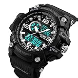 SKMEI Men's Digital Sports Watch, 50M Waterproof Military Watches LED Screen Large Face Stopwatch Alarm Wristwatch