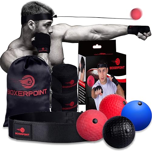 Boxerpoint Boxing Reflex Ball – Boxing Ball Headband Boxing Game for Adults & Kids – Hand Eye Coordination Training Boxing Equipment & MMA (Adults)