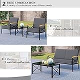 JAMFLY 5 Piece Outdoor Metal Patio Furniture Sectional Set, Outdoor Metal Furniture Patio Conversation Sets with Coffee Table for Patio,Backyard,Balcony