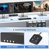 USB 3.0 Three Monitor HDMI KVM Switch, 4K60Hz 4 Port HDMI KVM Switch 3 Monitors 4 Computers, 4 PC Share 1 Set of Keyboard, Mouse, 3 Monitors and 4 USB 3.0 Ports