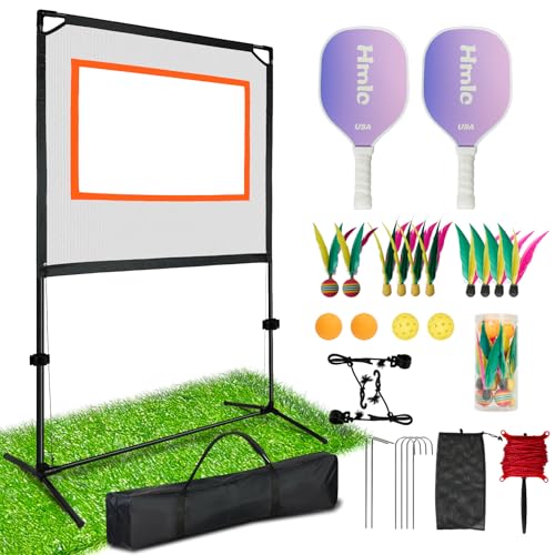 Hmlc Portable Paddle Sport with Net - Indoor & Outdoor and Backyard Games - Similar to Badminton, Pingpong and Pickleball Set