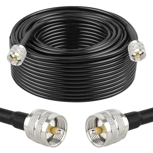 XRDS -RF RG58 Coax CB Cable 100FT, 50 Ohm with PL-259 UHF Male Connectors – Flexible & Durable Coaxial Cable for CB Radio, Ham Radio, Antenna, SWR Meter, SDR