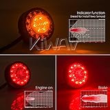 KiWAV Tail Rear Brake Stop Light Lamp Round LED 3 Inches Red Amber Turn Signals (Requires 2) for Custom Motorcycle Cafe Racer ATV UTV Chopper Bobber Buggy Flush Mount Pack of 1 Piece